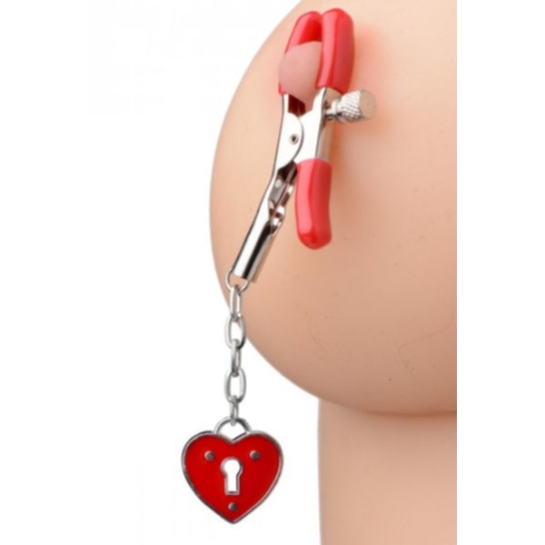Master Series Charmed Heart Padlock Nipple Clamps